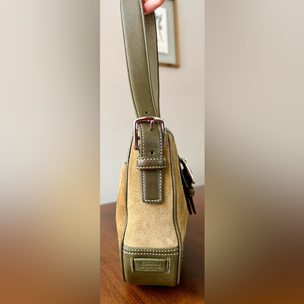 Vintage Coach Olive Green Suede Hobo Y2K 2000s - Picture 9 of 13